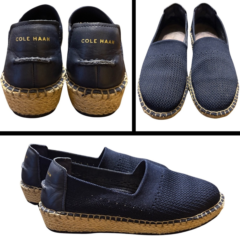Cole Haan Navy Woven Espadrille Loafers